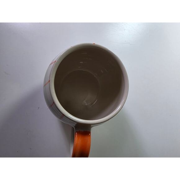 WORLD MARKET Orange Green Plaid Bubble Ceramic Coffee Mug - Picture 5 of 8